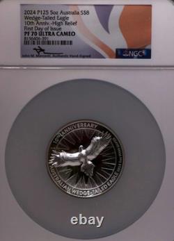 5 oz Australie NGC Proof PF70 Privé Signé à la Main Haute Relief Faible Mintage WT-Aigle