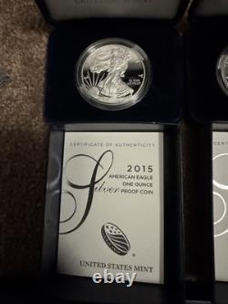 ASE-W American Silver Eagle Proof 5 Pièces Lot Tout Dans L'Emballage Original Avec COA