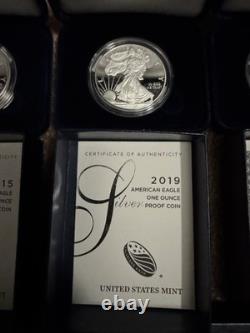 ASE-W American Silver Eagle Proof 5 Pièces Lot Tout Dans L'Emballage Original Avec COA