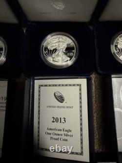 ASE-W American Silver Eagle Proof 5 Pièces Lot Tout Dans L'Emballage Original Avec COA