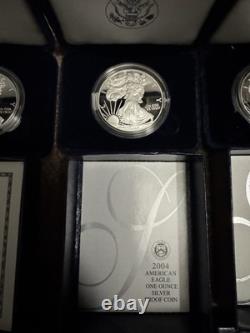 ASE-W American Silver Eagle Proof 5 Pièces Lot Tout Dans L'Emballage Original Avec COA