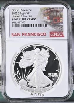 Aigle Américain en Argent 2025 S 1 $ (Ensemble Édition Limitée) NGC PF69 Ultra Cameo !