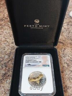 Aigle à queue en coin 2024 10e anniversaire 1oz Argent Proof relief élevé doré, Monnaie de Perth