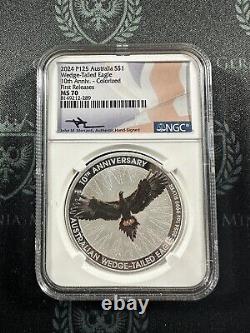 Aigle à queue en coin australien coloré 1 oz argent NGC MS70 signé Mercanti 2024