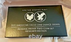 Aigle américain 2021 Ensemble de deux pièces d'argent d'une once, épreuve inversée, édition designer