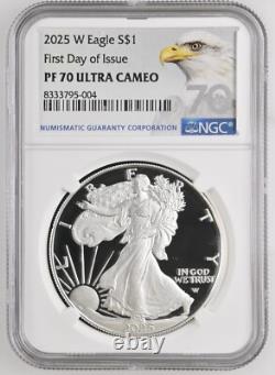 Aigle américain en argent W 2025 S$1 NGC PF70 Ultra Cameo Premier Jour d'Émission #936