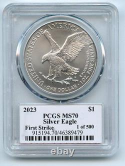 Aigle américain en argent de 1 oz PCGS MS70 FS 1 de 500 Thomas Cleveland Flèches 2023