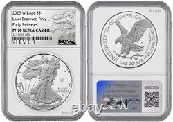 Aigle d'Argent W 2025 S$1 Privy Laser NGC PF70 UCameo Premiers Lancements
