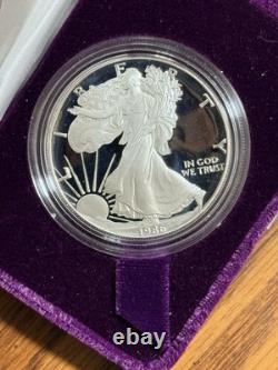Aigle d'argent 1986-S ? preuve première année ! boîte originale de la Monnaie américaine avec COA PR70