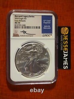 Aigle d'argent 2024 Ngc Ms70 Mercanti Signed Early Releases Legacy Series Label