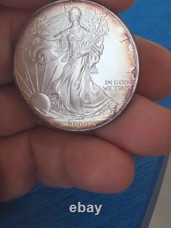 Aigle d’argent West Point 2000, 1 oz, argent fin 999, ton naturel, beauté colorée
