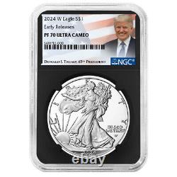 Aigle d'argent américain 2024-W Preuve $1 NGC PF70UC ER Étiquette Trump Noyau Rétro