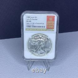 Aigle en Argent 1988 Production Précoce NGC MS69 Étiquette du Livre Rouge