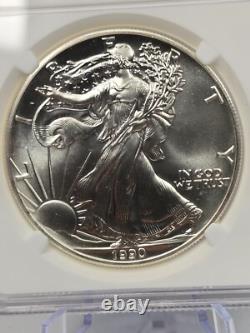 Aigle en Argent 1990 Ngc Ms69 Production Précoce Frappe en 1989 Boîte Scellée de la Monnaie des États-Unis
