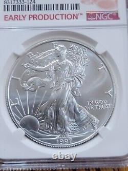 Aigle en Argent 1997 PRODUCTION ANTICIPÉE Frappe en 1996 MS69 Depuis Boîte Scellée de la Monnaie des États-Unis