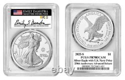 Aigle en Argent 2025-S avec Privé de la Marine des États-Unis PCGS PR70DCAM Lancement Avancé Damstra