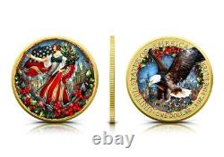 Aigle en Argent Américain 2024 1 oz Coloré Joyeux Noël avec Dorure Sélective en Or
