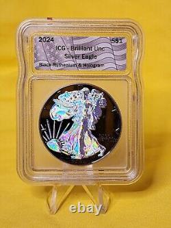 Aigle en Argent Américain 2024 1 oz Hologramme & Fini Ruthénium ICG BU Non Circulé
