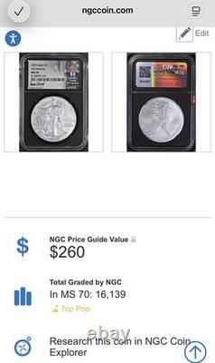 Aigle en Argent Américain 2024 MS70 NGC Premières Émissions, Signé par Trump Valeur de 260 $