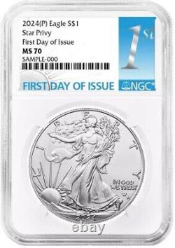 Aigle en Argent Américain 2024 (P) Étoile Privy NGC MS70 Première Jour d'Émission 1ère Étiquette