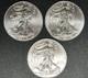 Aigle En Argent Américain Bu 1 Oz Pièces 1 Dollar Non Circulées Brillantes Lot De 3