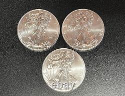 Aigle en Argent Américain BU 1 Oz Pièces 1 Dollar Non Circulées Brillantes Lot de 3