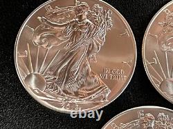 Aigle en Argent Américain BU 1 Oz Pièces 1 Dollar Non Circulées Brillantes Lot de 3
