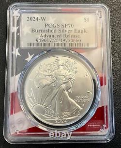 Aigle en Argent Bruni W 2024 avec Marque de Monnaie, Sorties Avancées, Pcgs Sp70/ms70