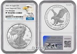 Aigle en Argent W 2025 S$1 Laser Privy NGC PF70 UCameo Premiers Lancements