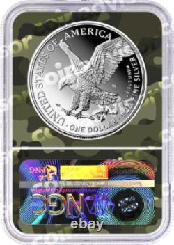 Aigle en Argent de 1 $ de 2025, 250e Anniversaire de l'Armée des États-Unis, Marque Privée, NGC PF69 UCAM ER, Cœur Camouflage