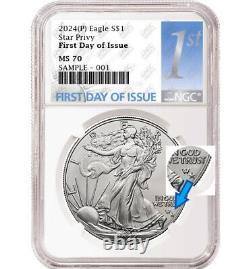 Aigle en argent 2024 p avec étoile privy ngc ms70 premier jour d'émission 1ère prévente