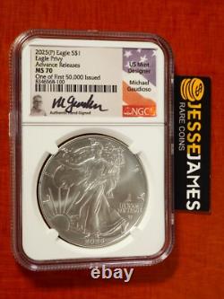Aigle en argent 2025 (p) Ngc Ms70 Marque Privée Lancements Avancés 1ère 50 000 Gaudioso