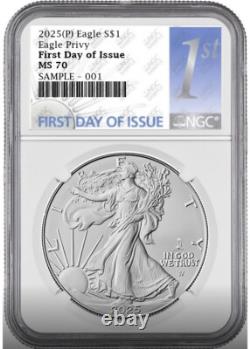Aigle en argent 2025 p avec privy aigle NGC MS70 première journée de frappe 1ère prévente