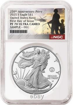 Aigle en argent 2025 s navy 250e anniversaire privy ngc pf70 premier jour 250