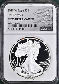 Aigle en argent 2025 w proof ngc pf 70 uc premières émissions étiquette en main