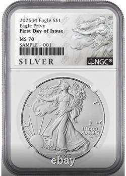 Aigle en argent P 2025 avec marque d'aigle NGC MS70 premier jour d'émission ALS prévente