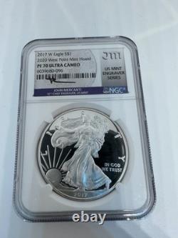 Aigle en argent W Proof 2017 NGC PF70 Mercanti 2020 Réserve de la Monnaie de West Point Engraveur