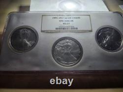 Aigles en argent MS 69 en ensemble de 3 pièces