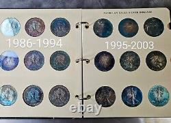 Album Ensemble 1986-2003 American Silver Eagle 18 Pièces US $1 avec Patine Arc-en-Ciel 1996