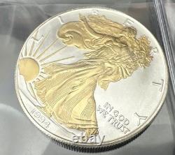 Américain. Pièces Aigles 1 oz en argent 999 ? Dates clés plaquées or 24 carats