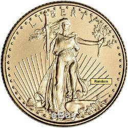 Américaine Gold Eagle 1/10 Oz $ 5 Au Hasard Date 1 Rouleau 50 Pièces Bu Mint Tube