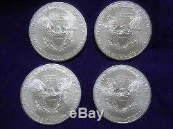 Américaine Silver Eagle Lot 4 1 Oz Coin 1 Dollar $ De Us Mint Rouleau Bu Sealed