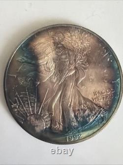 American Eagle 1992 en argent de 1 once avec patine arc-en-ciel