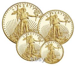 American Eagle 2021 Gold Proof Four-coin Set 4 Pièces 21ef Expédiés De Menthe