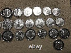 American Eagle Silver Dollar 1 Oz. Argent. 999 Collection 1986-2019 Lot De 34