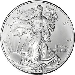 American Silver Eagle 2009 (1 Oz) 1 $ 1 Rouleau 20 Pièces De 20 Bu En Tube De Menthe