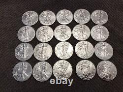 American Silver Eagle Bu Coins 2020. Lot Roll Of 20. Vingt. Tube À Menthe