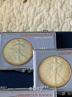 American Silver Eagle-lot De 3 Ans 1991, 1992, 1993 / Rainbow Rim Toning