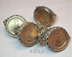 Art's Elegance Or 14k Pour Femmes $ 5 Bague Et Bracelet De Monnaies American Eagle Menthe