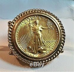 Art's Elegance Or 14k Pour Femmes $ 5 Bague Et Bracelet De Monnaies American Eagle Menthe